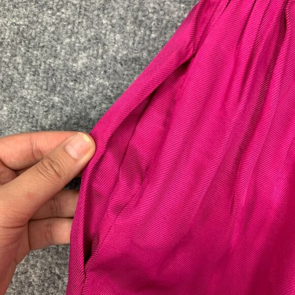 Maeve Tulip Satin Skirt Women 2 Anthropologie Pink Rose Front Split Button Front - Picture 10 of 16